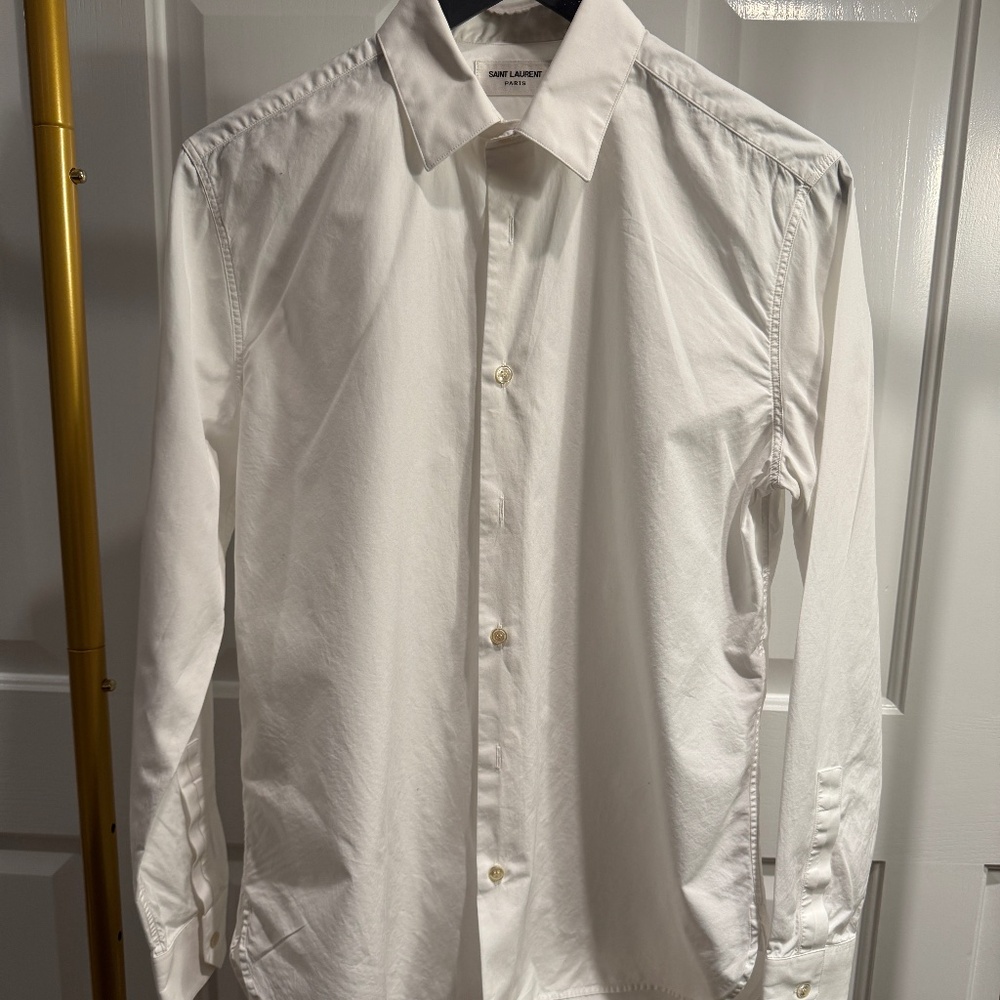 Saint Laurent White Cotton Dress Shirt - Size 37/14.5